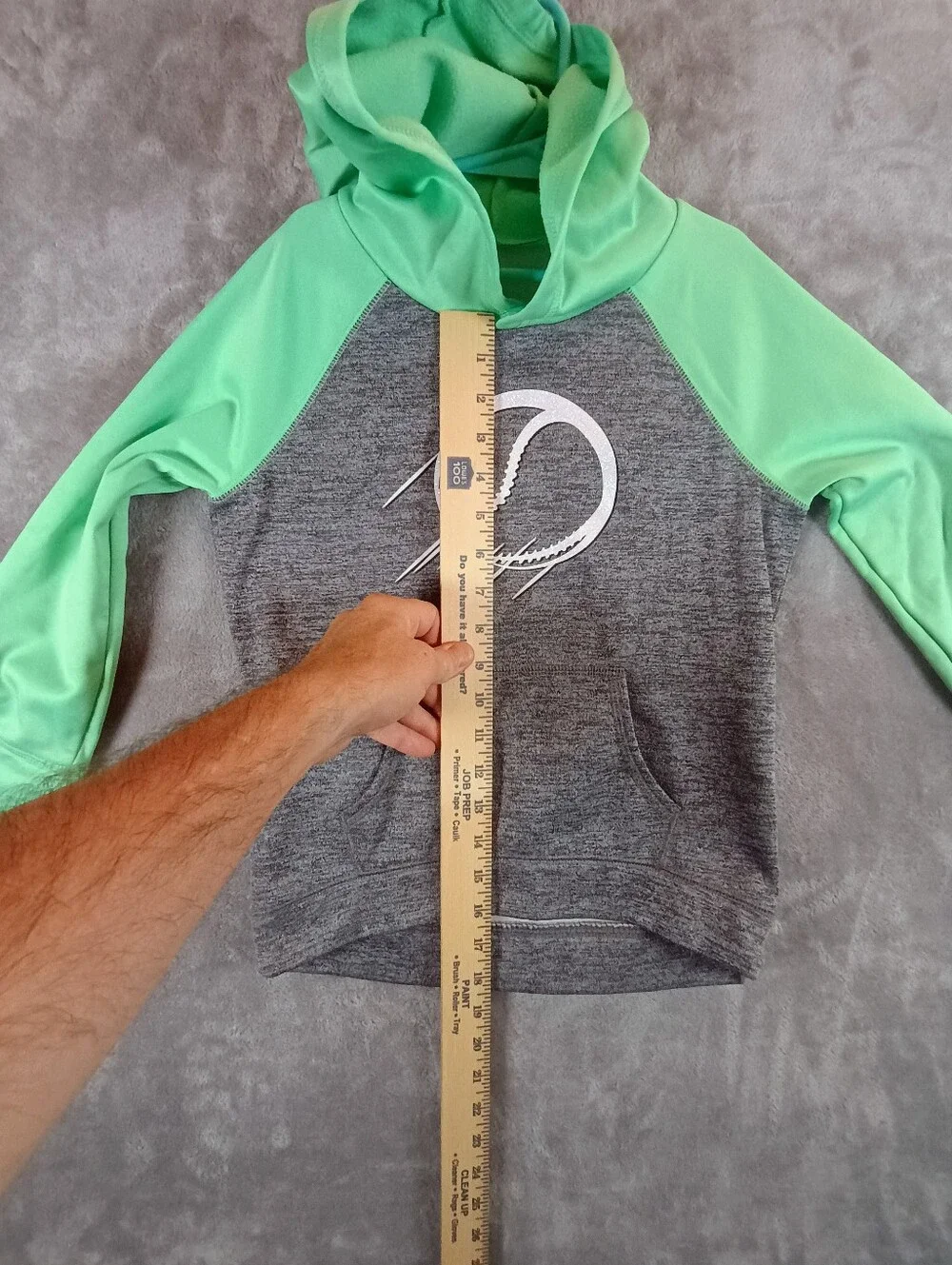 *Stains* Girls Justice Green and Gray Softball Hoodie Size 7